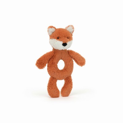 Jellycat Bashful Fox Cub Ring Rattle USA | 82510SVCB